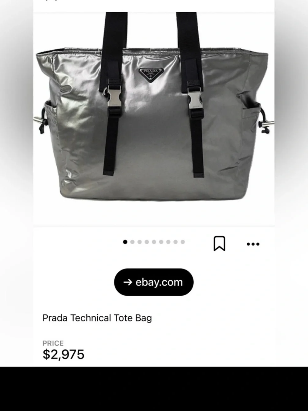Prada Tessuto Metallic Technical Tote